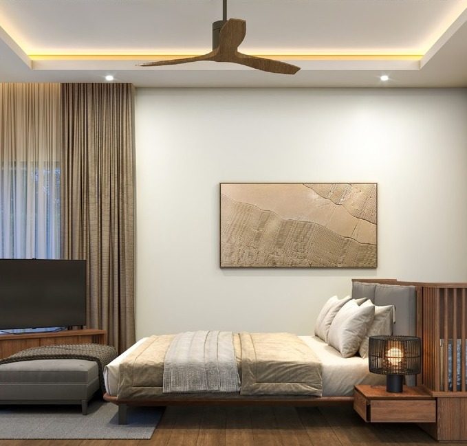 Botanica Four Seasons — villa bedroom with a wooden headboard wall