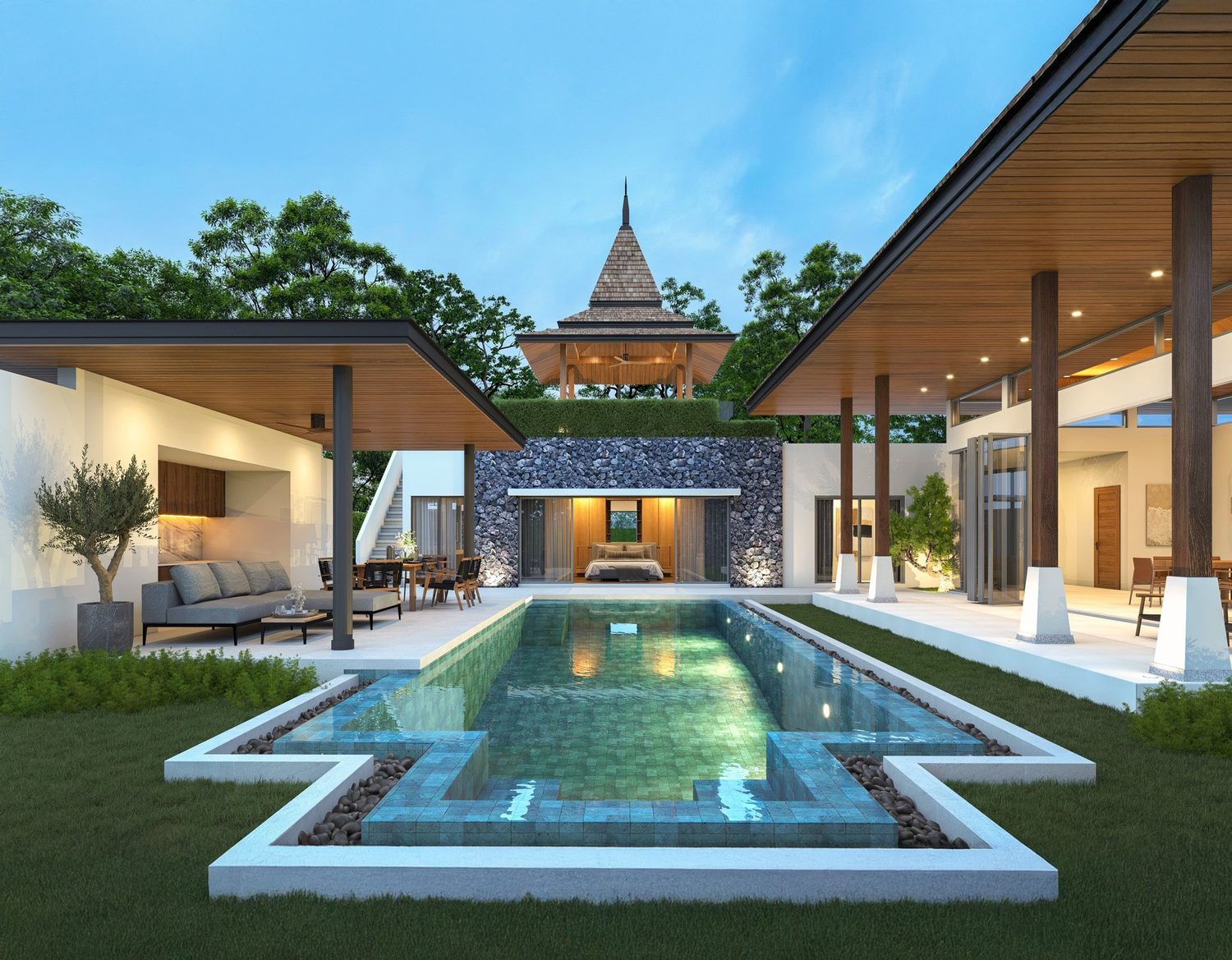 Botanica Four Seasons — Balinese-style villa with a private pool and covered pavilion