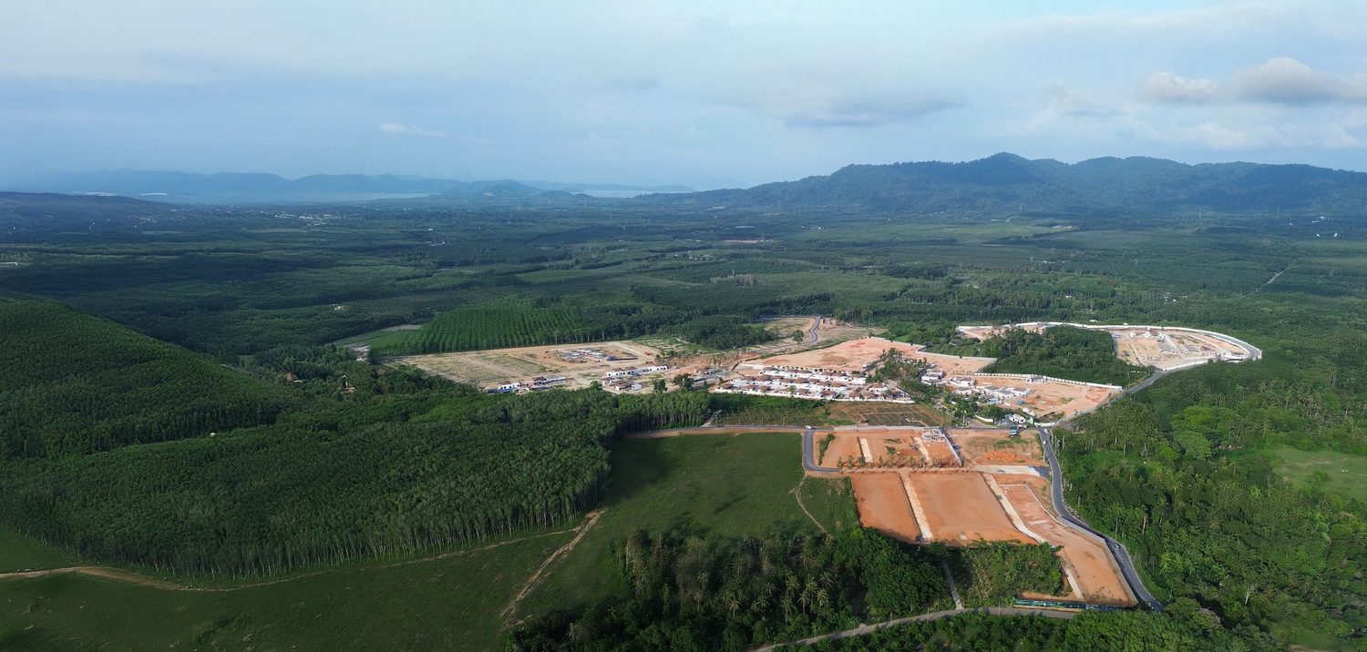 Botanica Four Seasons — aerial view of the estate among the hills of northwest Phuket